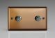 JYDP602.BZ [WYD2.BZ + 2x MJP300] Varilight V-Pro High Power Series 2 Gang 0-300W Trailing Edge LED Dimmer Urban Brushed Bronze Effect