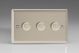 KNDP103 [WND3 + 3x MKP100] Varilight V-Com Series 3 Gang 0-100 Watt Leading Edge LED Dimmer Classic Satin Chrome Effect Finish