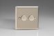 KNP102 [WN2 + 2x MKP100] Varilight V-Com Series 2 Gang 0-100 Watt Leading Edge LED Dimmer Classic Satin Chrome Effect Finish