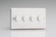KQDP184W [WQD4W + 4x MKP180] Varilight V-Com Series 4 Gang 15-180 Watt Leading Edge LED Dimmer Classic White Dimmer, With White Knobs
