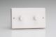 KQDP302W [WQD2W + 2x MKP400] Varilight V-Com Series 2 Gang 20-300 Watt Leading Edge LED Dimmer Classic White Dimmer, With White Knobs