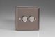 KRP102 [WR2 + 2x MKP100] Varilight V-Com Series 2 Gang 0-100 Watt Leading Edge LED Dimmer Classic Pewter Effect Finish