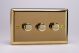 KVDP103 [WVD3 + 3x MKP100] Varilight V-Com Series 3 Gang 0-100 Watt Leading Edge LED Dimmer Classic Victorian Polished Brass Coated