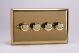 KVDP184 [WVD4 + 4x MKP180] Varilight V-Com Series 4 Gang 15-180 Watt Leading Edge LED Dimmer Classic Victorian Polished Brass Coated