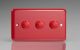 KYDP103.PR [WYD3.PR + 3x MKP100] Varilight V-Com Series 3 Gang 0-100 Watt Leading Edge LED Dimmer Lily Pillar Box Red