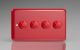 KYDP104.PR [WYD4.PR + 4x MKP100] Varilight V-Com Series 4 Gang 0-100 Watt Leading Edge LED Dimmer Lily Pillar Box Red