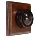 LIN01-1-DK-S2W Single Linden Brown Bakelite Dolly Switch, 1- or 2- Way, 6 Amp, on a Dark Oak Base