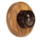 LIN01-1-R-MO-S2W Single Linden Brown Bakelite Dolly Switch, 1- or 2- Way, 6 Amp, on a Round Medium Oak Base