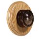 LIN01-1-R-O-S2W Single Linden Brown Bakelite Dolly Switch, 1- or 2- Way, 6 Amp, on a Round Light Oak Base