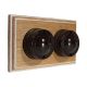 LIN01-2-H-LK-S2W Double Linden Brown Bakelite Dolly Switch, 1- or 2- Way, 6 Amp, on a Horizontal Limed Oak Base