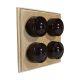 LIN01-4-LK-S2W Quadruple Linden Brown Bakelite Dolly Switch, 1- or 2- Way, 6 Amp, on a Limed Oak Base