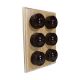 LIN01-6-LK-S2W Hexatruple Linden Brown Bakelite Dolly Switch, 1- or 2- Way, 6 Amp, on a Limed Oak Base