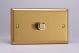 TBDR1001 Varilight V-Dim Safety Series 1 Gang 200-1000 Watt Dimmer Classic Brushed Brass Effect Double Plate