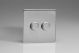 TESP252S Varilight Euro Fixed Range Thermal Series 2 gang 40-250 Watt Dimmer European Screwless Brushed Steel Finish