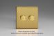 WDB2S Varilight Matrix 2-Gang Single Plate Unpopulated Dimmer Kit. Screwless Brushed Brass Effect Finish