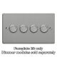 WDED4.BS Varilight Matrix 4-Gang Double Plate Unpopulated Dimmer Kit. Essential Brushed Steel Finish