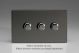 WDID3S Varilight Matrix 3-Gang Double Plate Unpopulated Dimmer Kit. Screwless Iridium Black (Gloss) Effect Finish