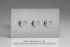 WDSD3S Varilight Matrix 3-Gang Double Plate Unpopulated Dimmer Kit. Screwless Brushed Stainless Steel Finish