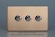 WDYD3S.BC Varilight Matrix 3-Gang Double Plate Unpopulated Dimmer Kit. Urban Screwless Brushed Copper Finish