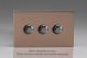 WDYD3S.BZ Varilight Matrix 3-Gang Double Plate Unpopulated Dimmer Kit. Urban Screwless Brushed Bronze Effect Finish