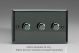 WID3 Varilight Matrix 3-Gang Double Plate Unpopulated Dimmer Kit. Classic Iridium Black (Gloss) Effect Finish