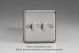 WS2 Varilight Matrix 2-Gang Single Plate Unpopulated Dimmer Kit. Classic Matt Chrome Finish (Brushed Steel Effect) Finish