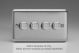 WSD4 Varilight Matrix 4-Gang Double Plate Unpopulated Dimmer Kit. Classic Matt Chrome Finish (Brushed Steel Effect) Finish