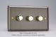 WYD3.AB Varilight Matrix 3-Gang Double Plate Unpopulated Dimmer Kit. Urban Antique (Brushed) Brass Effect Finish