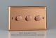 WYD3.CU Varilight Matrix 3-Gang Double Plate Unpopulated Dimmer Kit. Urban Polished Copper Coated