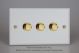 WYD3V.MW Varilight Matrix 3-Gang Double Plate Unpopulated Dimmer Kit. Vogue Matt White Effect Finish