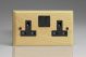 XA5B-S2W 2 Gang 13 Amp Double Pole Switched Socket Kilnwood Classic Wood Ash with Black Switch