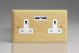 XA5USW-S2W 2 Gang 13 Amp Single Pole Unswitched Socket with 2 Optimised USB Charging Ports Kilnwood Classic Wood Ash with White Switch