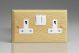 XA5W-S2W 2 Gang 13 Amp Double Pole Switched Socket Kilnwood Classic Wood Ash with White Switch