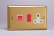 XB45PW Varilight 45 Amp Double Pole Horizontal Cooker Panel with 13 Amp Switched Socket Classic Brushed Brass Effect with Red Switches and White Socket