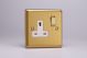 XB4DW Varilight 1 Gang 13 Amp Double Pole Switched Socket Classic Brushed Brass Effect with White Socket and Polished Brass Switch