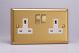 XB5DW Varilight 2 Gang 13 Amp Double Pole Switched Socket Classic Brushed Brass Effect with White Sockets and Polished Brass Switches