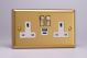 XB5UACDW Varilight 2 Gang 13 Amp Single Pole Switched Socket with 20 Watt USB-A and USB-C Charging Ports With Qualcomm QuickCharge 3.0 Classic Brushed Brass Effect with White Sockets, and Polished Brass Switches