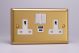 XB5UACW Varilight 2 Gang 13 Amp Single Pole Switched Socket with 20 Watt USB-A and USB-C Charging Ports With Qualcomm QuickCharge 3.0 Classic Brushed Brass Effect with White Sockets, and White Switches