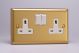 XB5W Varilight 2 Gang 13 Amp Double Pole Switched Socket Classic Brushed Brass Effect with White Sockets and White Switches