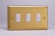 XB93W Varilight 3 Gang 10 Amp Switch Classic Brushed Brass Effect with White Switches