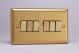 XB96D Varilight 6 Gang 10 Amp Switch Classic Brushed Brass Effect with Polished Brass Switches