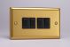 XB9B Varilight 4 Gang 10 Amp Switch Classic Brushed Brass Effect with Black Switches