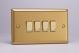 XB9D Varilight 4 Gang 10 Amp Switch Classic Brushed Brass Effect with Polished Brass Switches