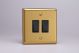 XBBP2B Varilight 2 Gang 10 Amp Push-to-make, Bell Push, Retractive Switch Classic Brushed Brass Effect with Black Switches