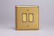 XBBP2D Varilight 2 Gang 10 Amp Push-to-make, Bell Push, Retractive Switch Classic Brushed Brass Effect with Polished Brass Switches