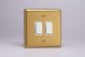 XBBP2W Varilight 2 Gang 10 Amp Push-to-make, Bell Push, Retractive Switch Classic Brushed Brass Effect with White Switches