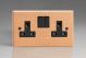 XBE5B-S2W 2 Gang 13 Amp Double Pole Switched Socket Kilnwood Classic Wood Scandic Beech with Black Switch