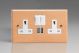 XBE5U2SW-S2W 2 Gang 13 Amp Single Pole Switched Socket with 2 x 5V DC 2.1 Amp USB Charging Ports Kilnwood Classic Wood Scandic Beech with White Switch