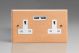 XBE5USW-S2W 2 Gang 13 Amp Single Pole Unswitched Socket with 2 Optimised USB Charging Ports Kilnwood Classic Wood Scandic Beech with White Switch