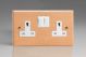 XBE5W-S2W 2 Gang 13 Amp Double Pole Switched Socket Kilnwood Classic Wood Scandic Beech with White Switch